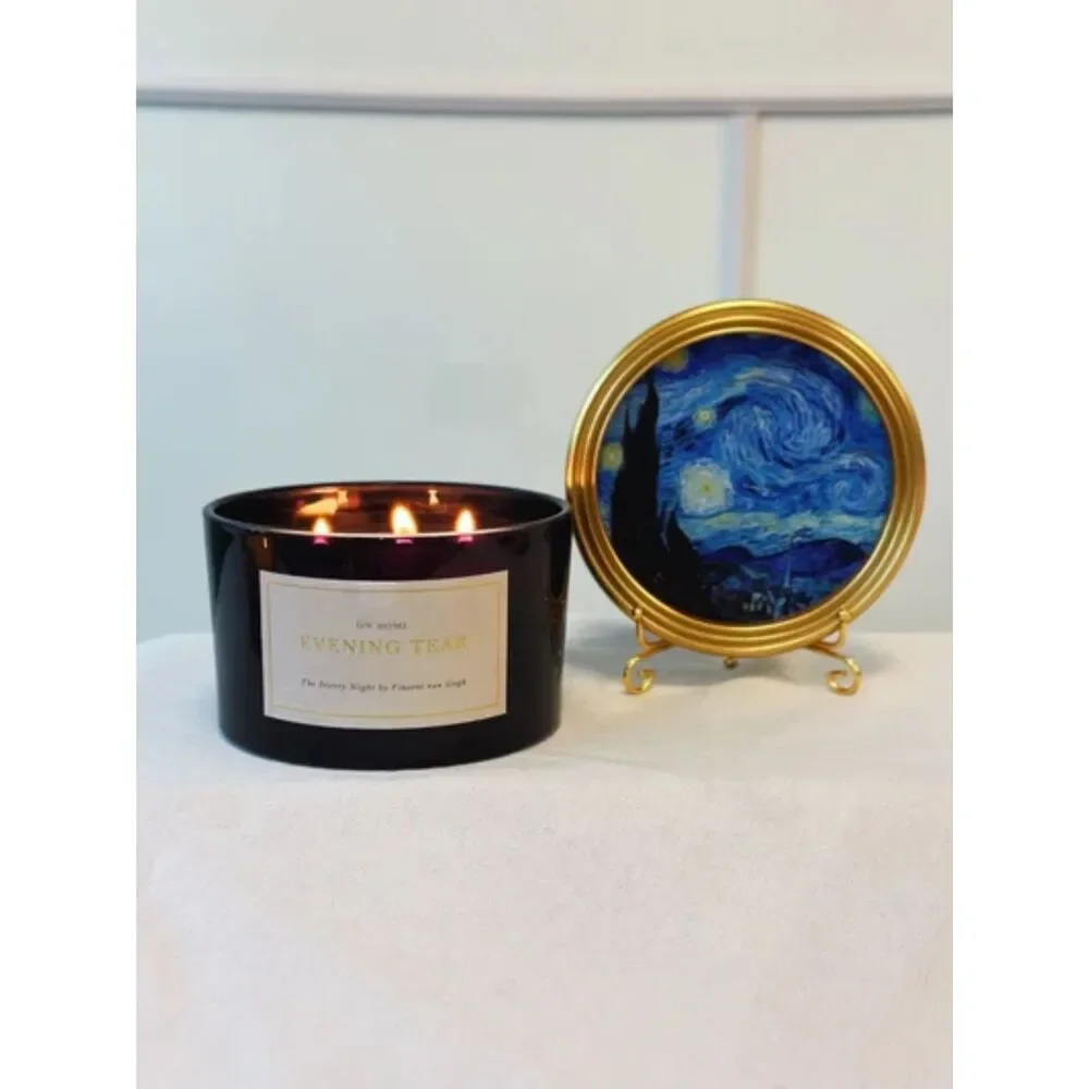 NEW DW Home Evening Teak The Starry Night by Van Gogh Printed Glass Candle